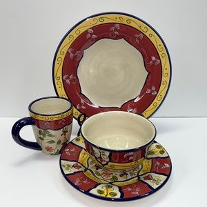 Pier 1 Vallarta Hand Painted Earthenware 4pc set